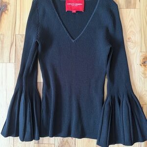 Carolina Herrera Black V-Neck Sweater